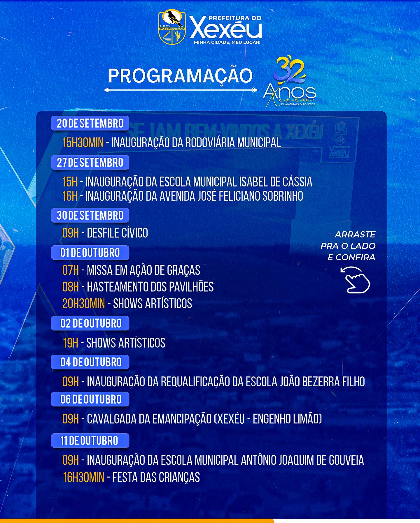 trinta e dois anos de Emancipação Política da cidade do Xexéu.(1